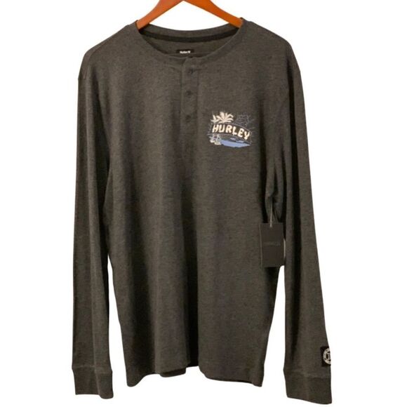 Hurley Take Out Framed Jersey Long Sleeve Henley Top - Picture 2 of 5